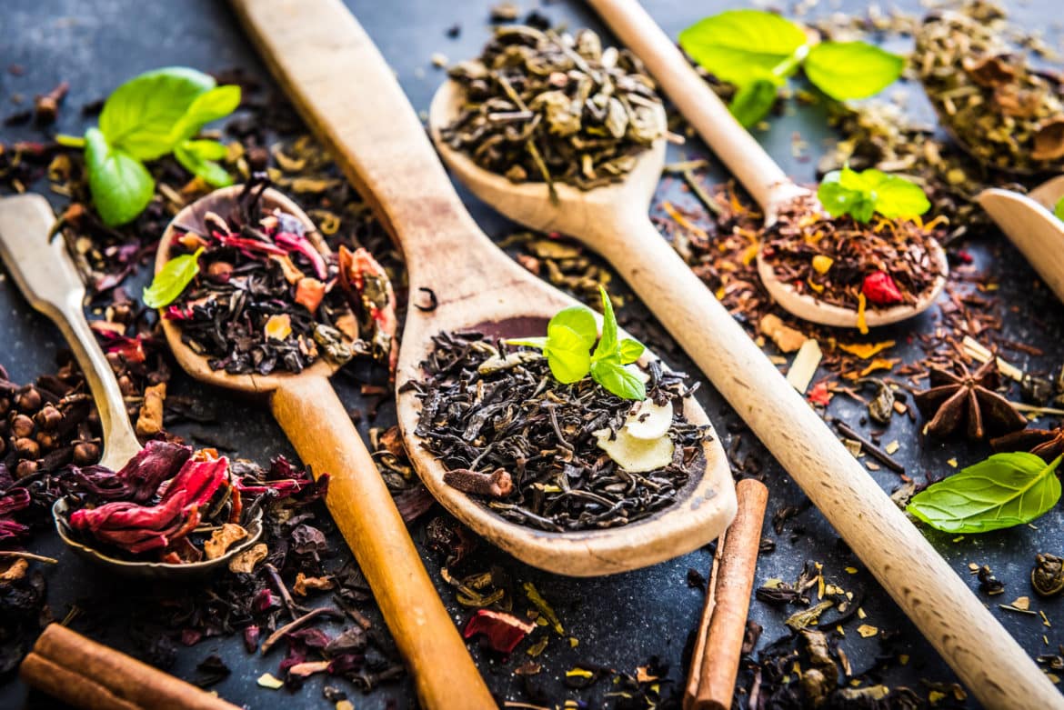 tea on black table tea on black table